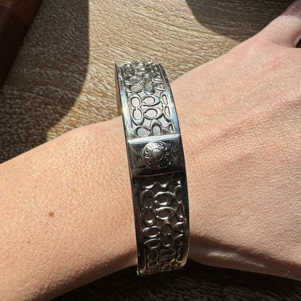 Coach Silver Textured Bangle - Picture 6 of 8